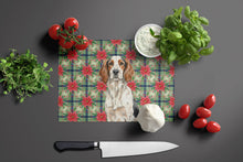 Load image into Gallery viewer, Tricolor English Setter Christmas PoinsettIas Glass Cutting Board