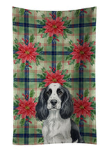 Load image into Gallery viewer, Black and White English Springer Spaniel Christmas PoinsettIas Kitchen Towel