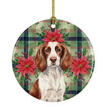 Load image into Gallery viewer, Liver and White English Springer Spaniel Christmas PoinsettIas Ceramic Ornament