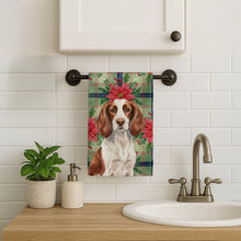 Load image into Gallery viewer, Liver and White English Springer Spaniel Christmas PoinsettIas Kitchen Towel