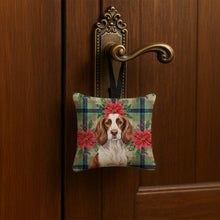 Load image into Gallery viewer, Liver and White English Springer Spaniel Christmas PoinsettIas Hanging Square Fabric Ornament 3.5 x 3.5