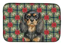 Load image into Gallery viewer, Black and Tan English Toy Spaniel Christmas PoinsettIas Dish Drying Mat