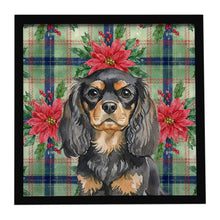 Load image into Gallery viewer, Black and Tan English Toy Spaniel Christmas PoinsettIas Framed Metal Print