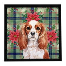Load image into Gallery viewer, Blenheim English Toy Spaniel Christmas PoinsettIas Framed Metal Print