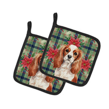 Load image into Gallery viewer, Blenheim English Toy Spaniel Christmas PoinsettIas Pair of Pot Holders