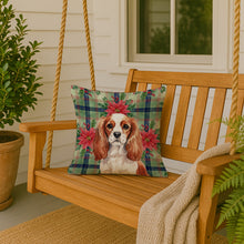 Load image into Gallery viewer, Blenheim English Toy Spaniel Christmas PoinsettIas Throw Pillow