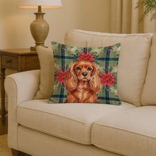 Load image into Gallery viewer, Ruby English Toy Spaniel Christmas PoinsettIas Throw Pillow