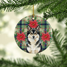 Load image into Gallery viewer, Finnish Lapphund Christmas PoinsettIas Ceramic Ornament