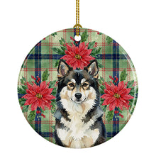 Load image into Gallery viewer, Finnish Lapphund Christmas PoinsettIas Ceramic Ornament