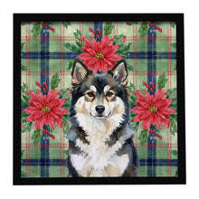 Load image into Gallery viewer, Finnish Lapphund Christmas PoinsettIas Framed Metal Print