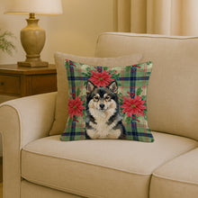 Load image into Gallery viewer, Finnish Lapphund Christmas PoinsettIas Throw Pillow