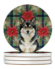 Load image into Gallery viewer, Finnish Lapphund Christmas PoinsettIas Large Sandstone Coasters Pack of 4