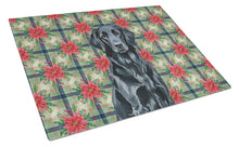 Load image into Gallery viewer, Black Flat-Coated Retriever Christmas PoinsettIas Glass Cutting Board