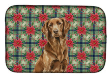 Load image into Gallery viewer, Liver Flat-Coated Retriever Christmas PoinsettIas Dish Drying Mat