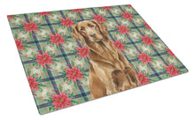 Load image into Gallery viewer, Liver Flat-Coated Retriever Christmas PoinsettIas Glass Cutting Board
