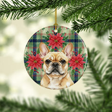 Load image into Gallery viewer, Fawn French Bulldog Christmas PoinsettIas Ceramic Ornament