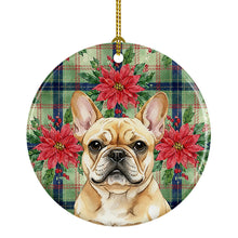 Load image into Gallery viewer, Fawn French Bulldog Christmas PoinsettIas Ceramic Ornament