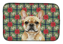 Load image into Gallery viewer, Fawn French Bulldog Christmas PoinsettIas Dish Drying Mat