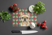 Load image into Gallery viewer, Fawn French Bulldog Christmas PoinsettIas Glass Cutting Board