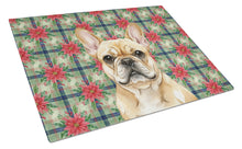 Load image into Gallery viewer, Fawn French Bulldog Christmas PoinsettIas Glass Cutting Board