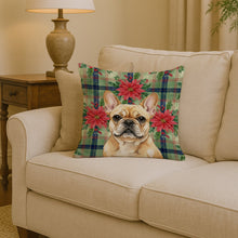 Load image into Gallery viewer, Fawn French Bulldog Christmas PoinsettIas Throw Pillow