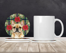 Load image into Gallery viewer, Fawn French Bulldog Christmas PoinsettIas Large Sandstone Coasters Pack of 4