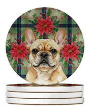 Load image into Gallery viewer, Fawn French Bulldog Christmas PoinsettIas Large Sandstone Coasters Pack of 4