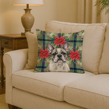 Load image into Gallery viewer, Pied French Bulldog Christmas PoinsettIas Throw Pillow