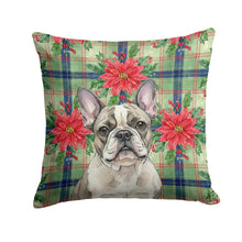 Load image into Gallery viewer, Pied French Bulldog Christmas PoinsettIas Throw Pillow
