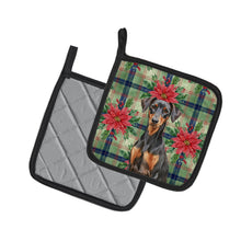 Load image into Gallery viewer, German Pinscher Christmas PoinsettIas Pair of Pot Holders