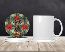 Load image into Gallery viewer, German Pinscher Christmas PoinsettIas Large Sandstone Coasters Pack of 4