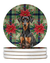 Load image into Gallery viewer, German Pinscher Christmas PoinsettIas Large Sandstone Coasters Pack of 4