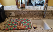 Load image into Gallery viewer, Red German Pinscher Christmas PoinsettIas Dish Drying Mat