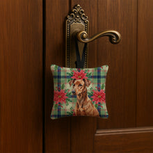 Load image into Gallery viewer, Red German Pinscher Christmas PoinsettIas Hanging Square Fabric Ornament 3.5 x 3.5