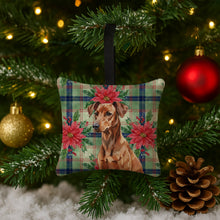 Load image into Gallery viewer, Red German Pinscher Christmas PoinsettIas Hanging Square Fabric Ornament 3.5 x 3.5