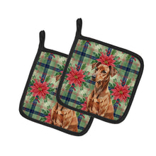 Load image into Gallery viewer, Red German Pinscher Christmas PoinsettIas Pair of Pot Holders