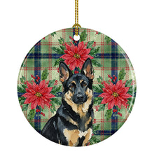 Load image into Gallery viewer, Black and Tan German Shepherd Christmas PoinsettIas Ceramic Ornament