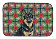 Load image into Gallery viewer, Black and Tan German Shepherd Christmas PoinsettIas Dish Drying Mat
