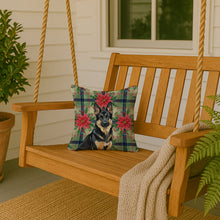 Load image into Gallery viewer, Black and Tan German Shepherd Christmas PoinsettIas Throw Pillow