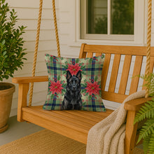 Load image into Gallery viewer, Black German Shepherd Christmas PoinsettIas Throw Pillow