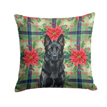 Load image into Gallery viewer, Black German Shepherd Christmas PoinsettIas Throw Pillow