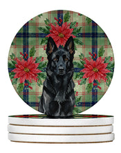 Load image into Gallery viewer, Black German Shepherd Christmas PoinsettIas Large Sandstone Coasters Pack of 4