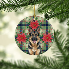 Load image into Gallery viewer, German Shepherd Christmas PoinsettIas Ceramic Ornament
