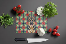 Load image into Gallery viewer, German Shepherd Christmas PoinsettIas Glass Cutting Board