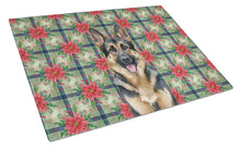 Load image into Gallery viewer, German Shepherd Christmas PoinsettIas Glass Cutting Board