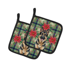 Load image into Gallery viewer, German Shepherd Christmas PoinsettIas Pair of Pot Holders