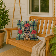 Load image into Gallery viewer, German Shepherd Christmas PoinsettIas Throw Pillow