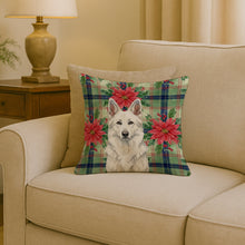 Load image into Gallery viewer, White German Shepherd Christmas PoinsettIas Throw Pillow