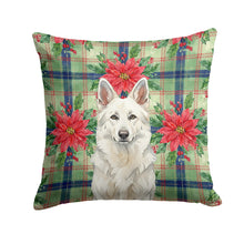 Load image into Gallery viewer, White German Shepherd Christmas PoinsettIas Throw Pillow