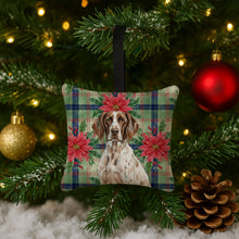 Load image into Gallery viewer, German Shorthaired Pointer Christmas PoinsettIas Hanging Square Fabric Ornament 3.5 x 3.5